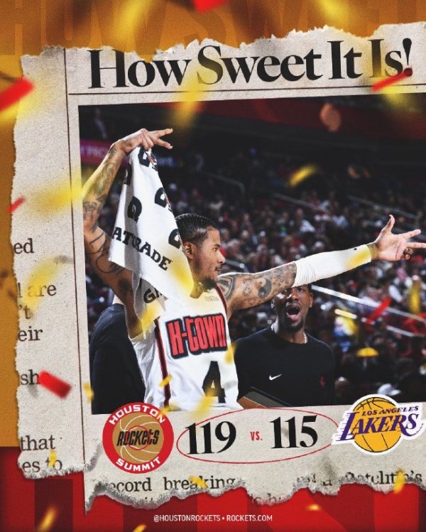 格林33分浓眉30+13詹姆斯21+13 火箭险胜湖东谈主