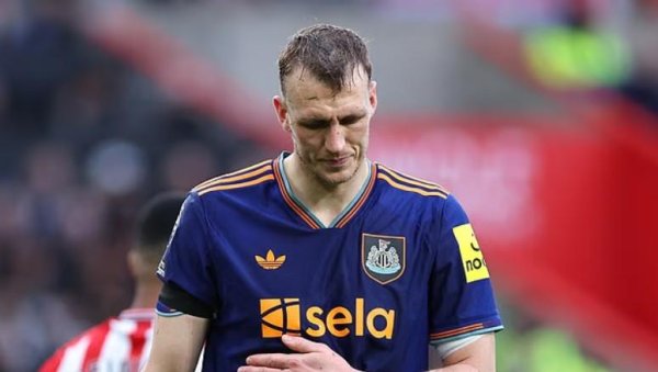 邮报：纽卡中卫丹-伯恩碰到肺穿孔和肋骨骨折，将缺阵六周