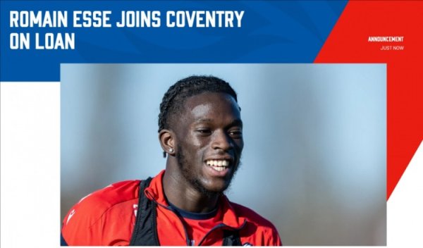 官方：水晶宫边锋埃塞租出加盟英冠领头羊考文垂，为兰帕德效劳