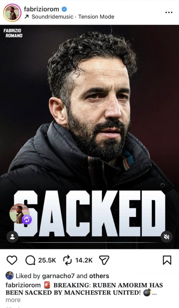 撕破脸！加纳乔点赞阿莫林下课动态，旧年被踢出曼联声威后转会